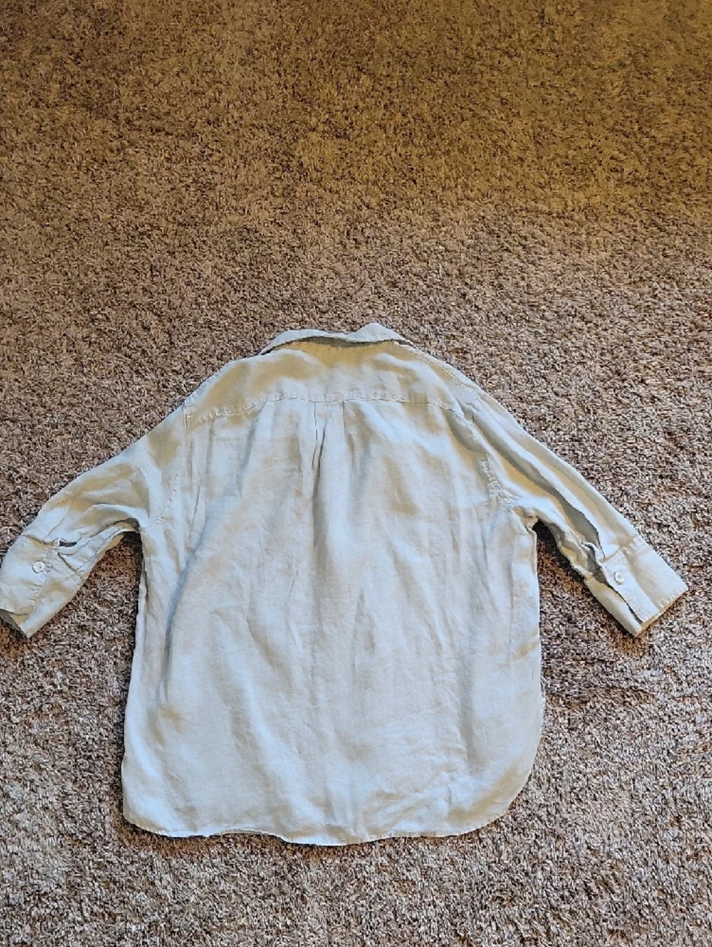 Zara Tan Linen Button-Down Shirt - Picture 5 of 5